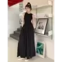 TWOTWINSTYLE-vestidos de cuello redondo sin mangas para mujer, jersey de cintura alta con bolsillos empalmados, línea A sólida, 