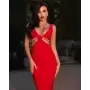 JUNE LIPS-vestido de verano para mujer, ropa Sexy con cuello de eslinga, con cintura hueca, para fiesta y Club de celebridades, 