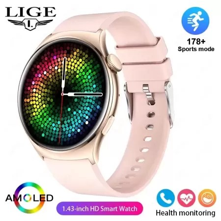 LIGE-reloj inteligente deportivo para mujer, nuevo accesorio de pulsera con Pantalla AMOLED de 1,43 pulgadas, Bluetooth, llamada