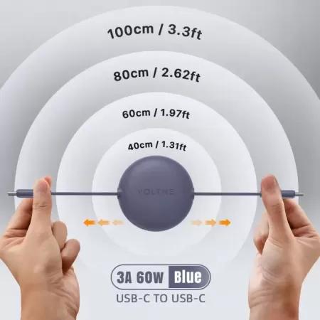 VOLTME-Cable retráctil USB tipo C 60/100W