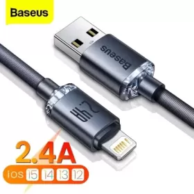Baseus-Cable USB de carga rápida para móvil, cargador de 2M para iPhone 14, 13, 12, 11 Pro, Xs, Max, X, Xr, 8, 7 Plus, 2.4A, iPa