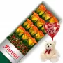 OFERTA DE CAJA CON 12 ROSAS CIRCUS MAS PELUCHE Y GLOBO TE AMO