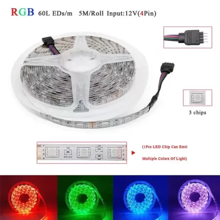 Tira de Luces Led RGBW RGB 5050, 60Led/m, diodo, resistente al agua, cinta Flexible, controlador Wifi, adaptador, decoración de 