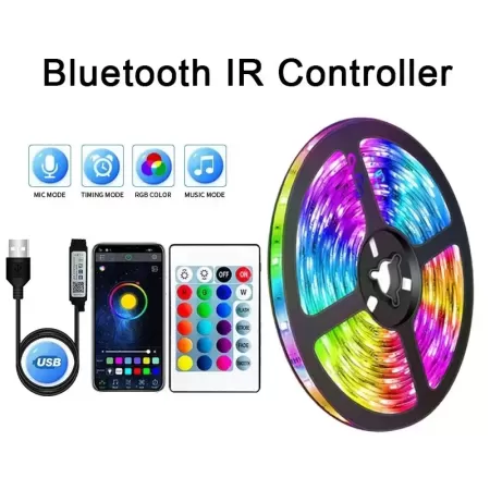 Tira de Luces Led USB 5050 RGB, lámpara Flexible con Wifi, Bluetooth, cinta de diodos, retroiluminación de TV, Luces de Navidad,