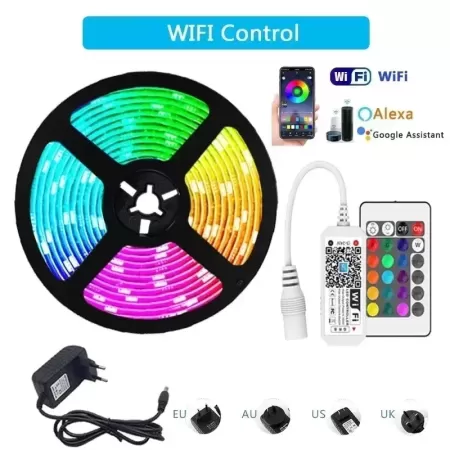 Tira de Luces Led RGB 5050/SMD2835, con Wifi, Bluetooth, sincronización de música, cambio de Color, DIY, para decoración de habi