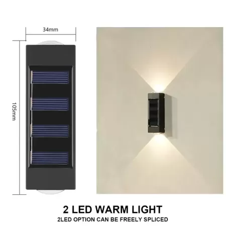 Lámpara LED de pared alimentada por energía Solar, luz LED impermeable para exteriores, iluminación luminosa hacia arriba y haci