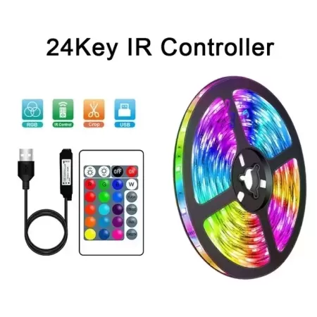 Tira de luces LED RGB 5050 con Control por aplicación, cinta de luz LED Flexible que cambia de Color, para decoración de habitac