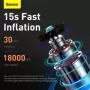 Baseus-minicompresor de aire para coche, inflador de neumáticos portátil de 12V y 150PSI, bomba inflable Digital inteligente par