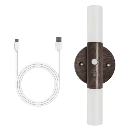 Lámpara LED de pared para interiores, luz nocturna de pared recargable por USB, madera, interior con Sensor de movimiento, induc