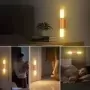 Lámpara LED de pared para interiores, luz nocturna de pared recargable por USB, madera, interior con Sensor de movimiento, induc