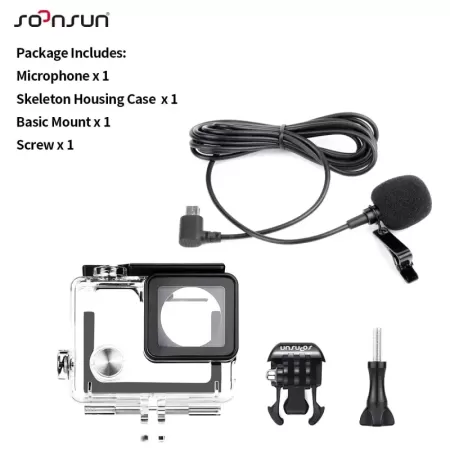 SOONSUN-carcasa con micrófono externo para GoPro  4/3 +/3x1