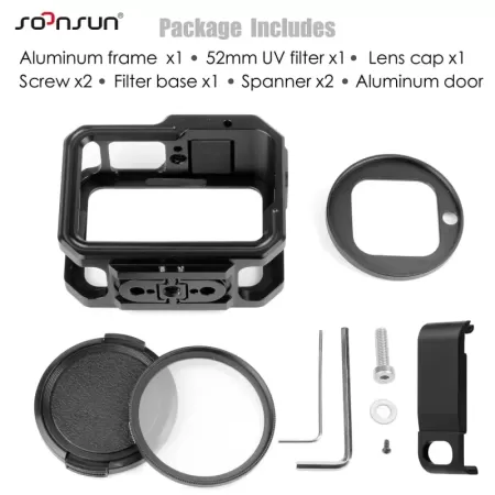 SOONSUN-Carcasa de aluminio para GoPro 12, 11, 10, 9