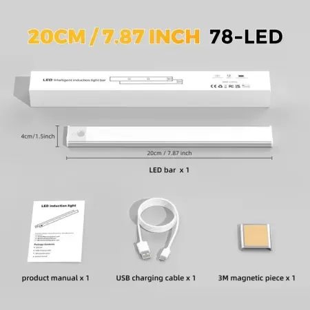 Luz LED para debajo de la unidad de cocina, luces de armario con Sensor de movimiento, recargable por USB, regulable, tira de il