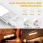 Luz LED para debajo de la unidad de cocina, luces de armario con Sensor de movimiento, recargable por USB, regulable, tira de il