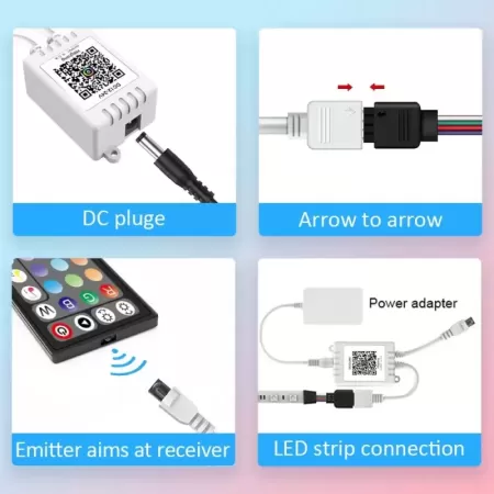 Controlador remoto de tira de luz RGB, atenuador de brillo de 4 pines, 2 en 1, Control de modo Flash para cinta de luz LED, 12V 