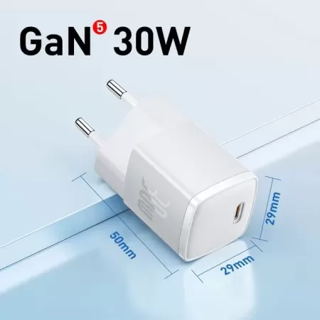 Baseus-cargador GaN de 30W para iPhone, dispositivo de carga rápida PD 3,0, QC3.0, tipo C, para tabletas, 15, 14, 13, 12, 11, Xs