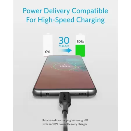 Anker-cable de carga rápida Powerline III tipo C, 60W, USB-C a USB-C, para Samsung Galaxy S20 Plus, S9, S8 Plus