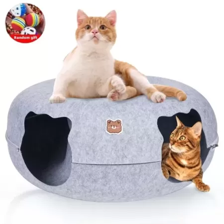 Cama con túnel para gatos