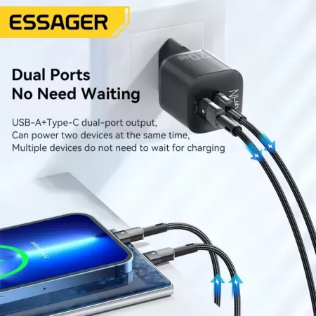 Essager-cargador USB tipo C carga rápida