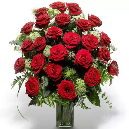 FLORERO DE 25 ROSAS ROJAS