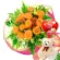 RAMO DE 12 ROSAS DAMASCO MÁS GLOBO DÍA DE LA MADERE Y PELUCHE