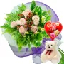 RAMO DE 6 ROSAS BLANCAS MÁS GLOBO DÍA DE LA MADRE Y PELUCHE