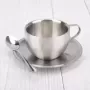 Juego de tazas de café con aislamiento térmico de doble cubierta, juego de tazas de té, taza de leche con platillo, tapete, cuch